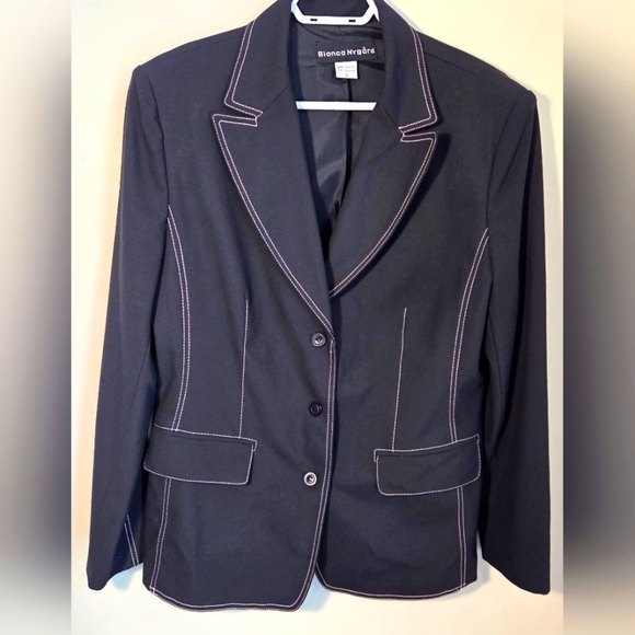 Bianca Nygard Jackets & Blazers - ⭐️Bianca Nygard Navy Elegant Blazer with Cream Stitching Size 14